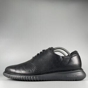 Cole Haan 2.ZeroGrand Men's Size 9 M Black Leather Laser Wingtip Sneakers Casual